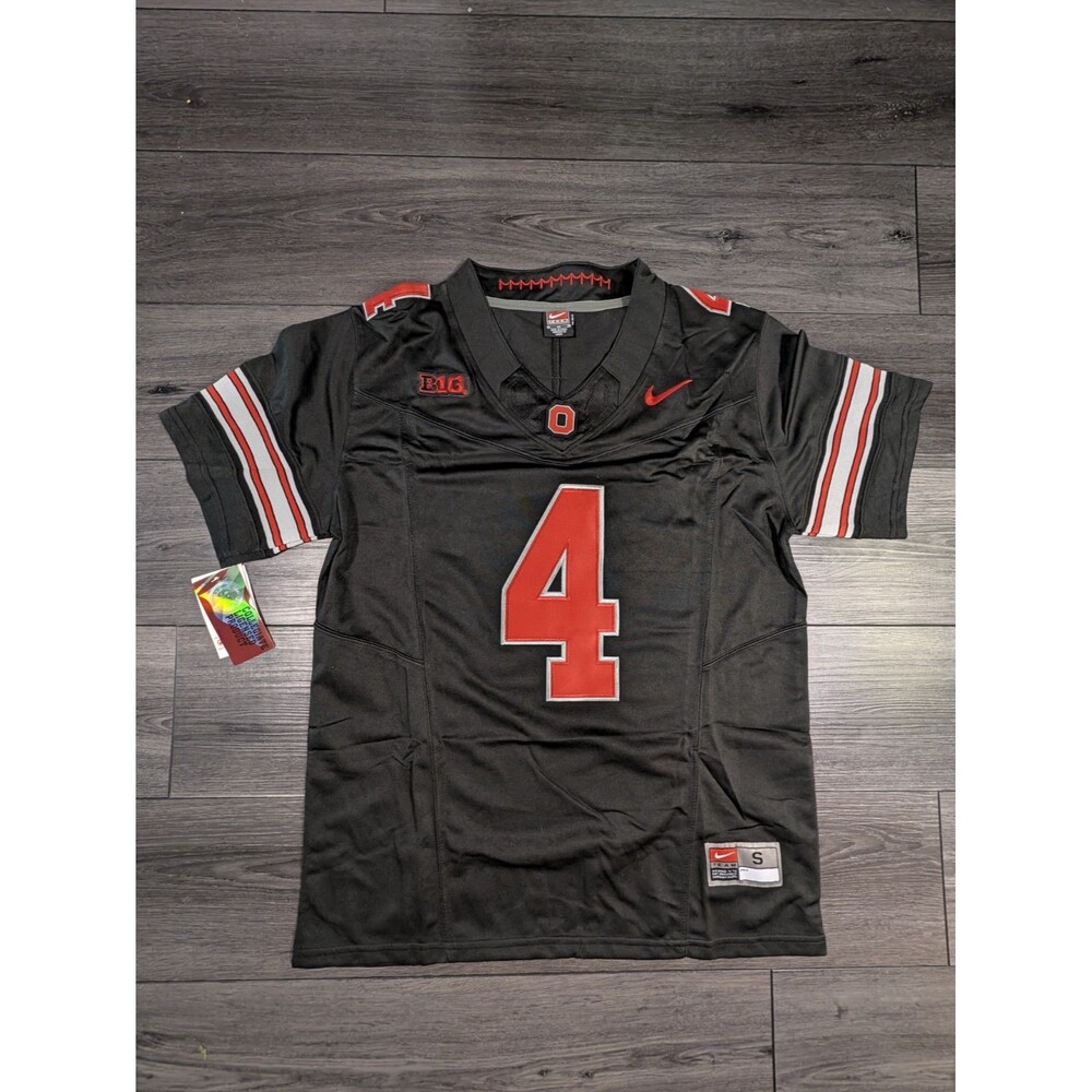 Jeremiah Smith #4 Black Buckeye Stripe 2026 OSU Ohio State Jersey Small